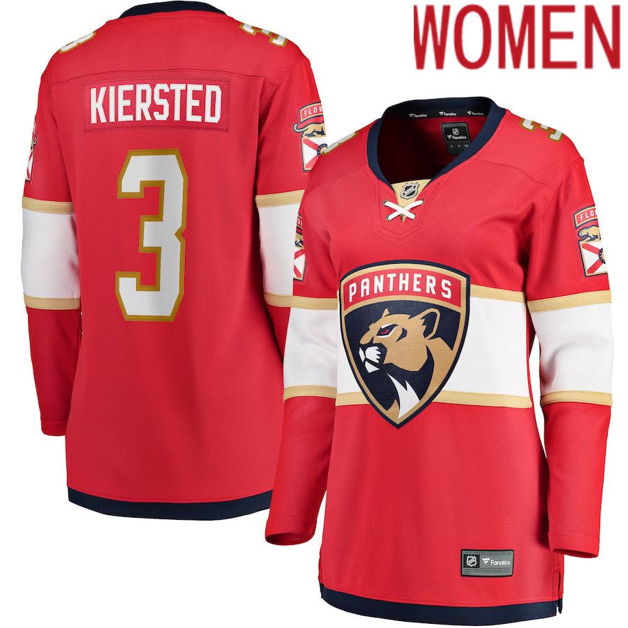 Women Florida Panthers 3 Matt Kiersted Fanatics Branded Red Home Team Breakaway Player NHL Jersey